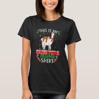This Is My Christmas Pajama Santa Sloth Riding Lla T-Shirt