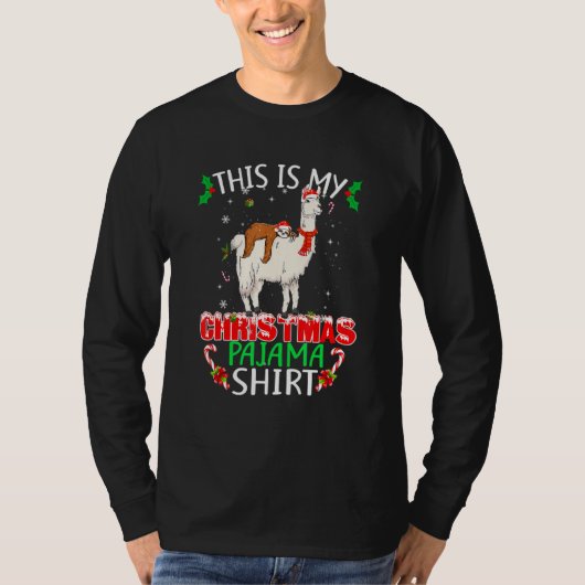 This Is My Christmas Pajama Santa Sloth Riding Lla T-Shirt (Vorderseite)