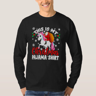 This Is My Christmas Pajama Santa Unicorn 4 T-Shirt