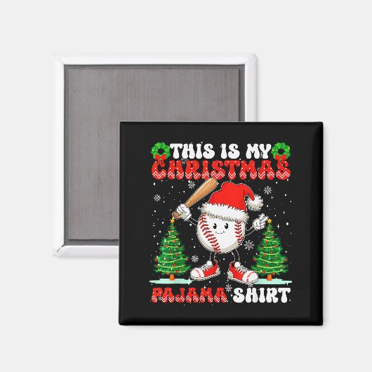 This Is My Christmas Pajama Shirt Baseball Boys Me Magnet (Vorderseite/Rückseite)