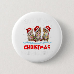 This Is My Christmas Pajama Shirt Cat Lover Funny Button