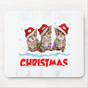 This Is My Christmas Pajama Shirt Cat Lover Funny Mousepad