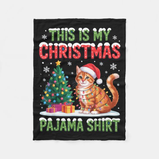This Is My Christmas Pajama Shirt Cat Lovers Holid Fleecedecke (Vorderseite)