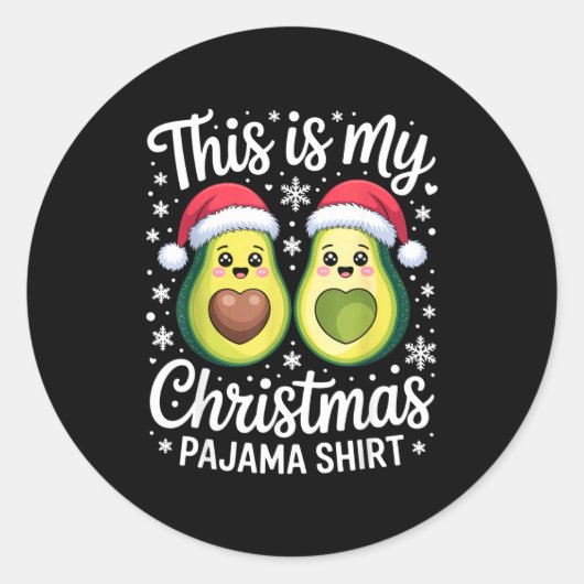 This Is My Christmas Pajama Shirt For Avocado Love Runder Aufkleber (Vorderseite)