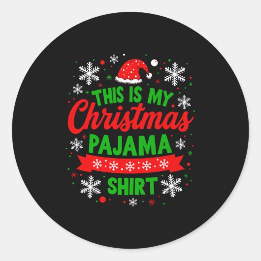 This Is My Christmas Pajama Shirt Funny Festive Ho Runder Aufkleber (Vorderseite)