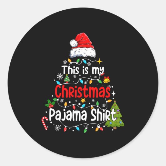 This Is My Christmas Pajama Shirt Funny Xmas Pjs M Runder Aufkleber (Vorderseite)
