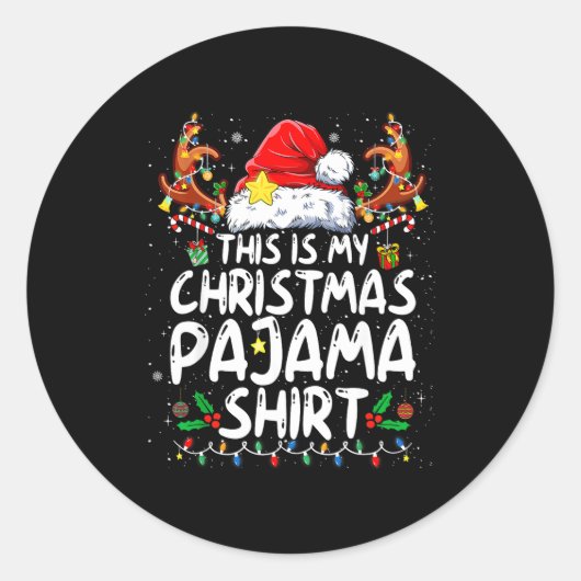 This Is My Christmas Pajama Shirt Funny Xmas Pjs M Runder Aufkleber (Vorderseite)