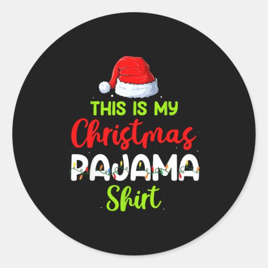 This Is My Christmas Pajama Shirt Funny Xmas Pjs M Runder Aufkleber (Vorderseite)