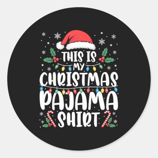 This Is My Christmas Pajama Shirt Funny Xmas Pjs Runder Aufkleber (Vorderseite)