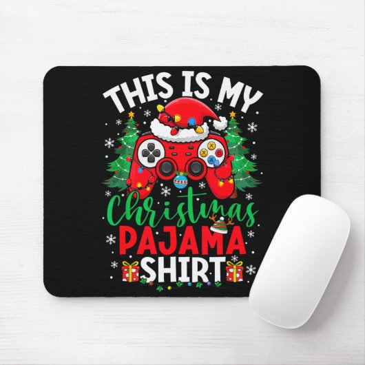 This Is My Christmas Pajama Shirt Santa Hat Video Mousepad (Mit Mouse)