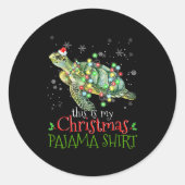This Is My Christmas Pajama Shirt Sea Turtle Chris Runder Aufkleber (Vorderseite)