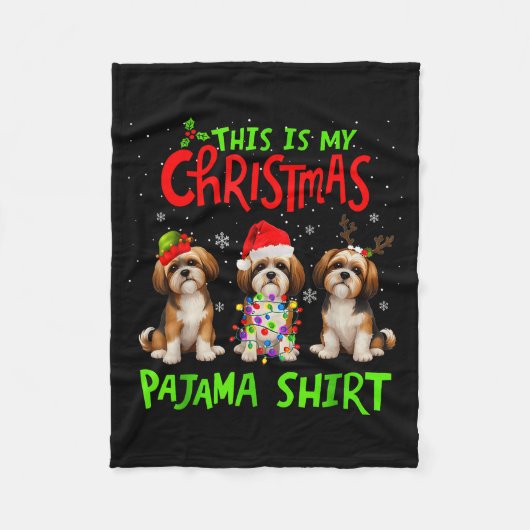This Is My Christmas Pajama Shirt Shih Tzu Dog Fun Fleecedecke (Vorderseite)