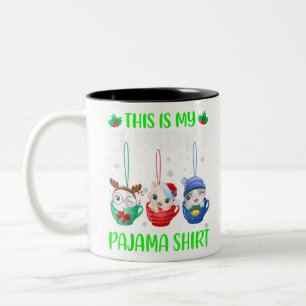 This Is My Christmas Pajama Shirt Xmas Cats Funny Zweifarbige Tasse