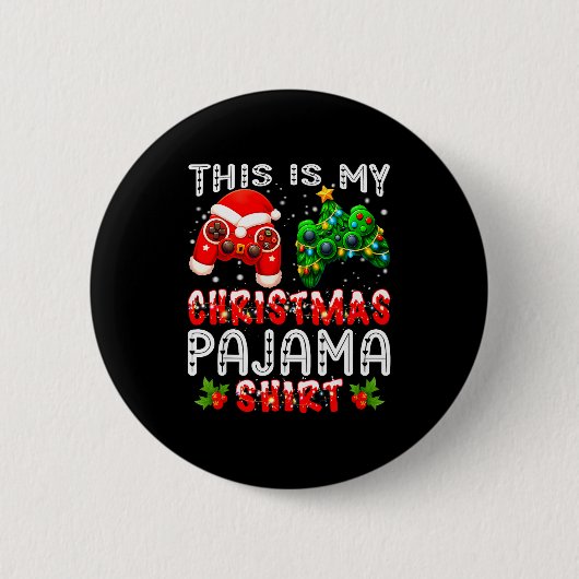 This Is My Christmas Pajama Shirts Controller Pjs  Button (Vorderseite)