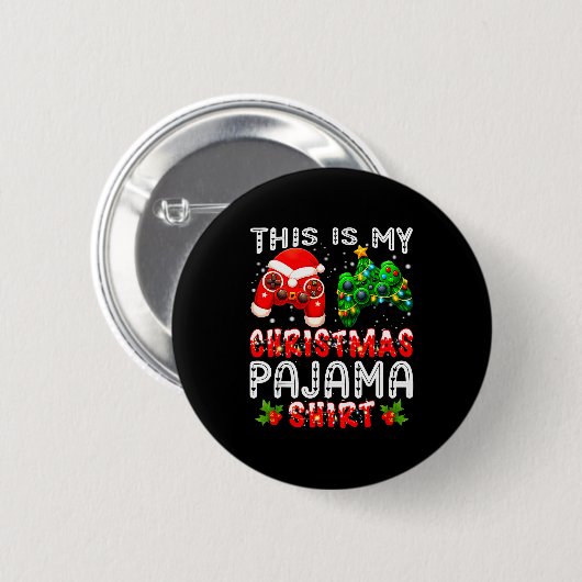 This Is My Christmas Pajama Shirts Controller Pjs  Button (Vorne & Hinten)