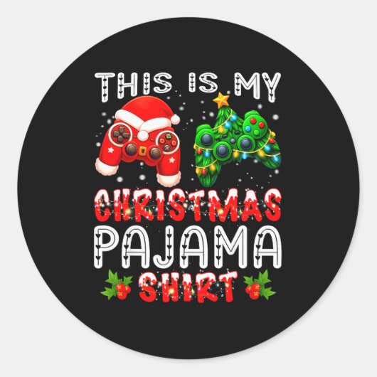 This Is My Christmas Pajama Shirts Controller Pjs Runder Aufkleber (Vorderseite)