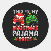 This Is My Christmas Pajama Shirts Controller Pjs Runder Aufkleber (Vorderseite)