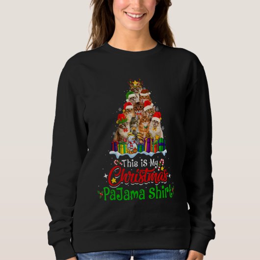 This Is My Christmas Pajama Siberian Cat Xmas Tre Sweatshirt (Vorderseite)