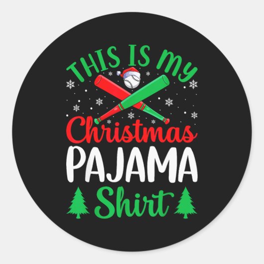 This Is My Christmas Pajama Tees Baseball Xmas Srt Runder Aufkleber (Vorderseite)