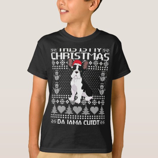 This Is My Christmas Pajama Ugly Xmas French Bull T-Shirt (Vorderseite)