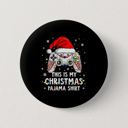This Is My Christmas Pajama Video Game Gamer Boys Button (Vorderseite)