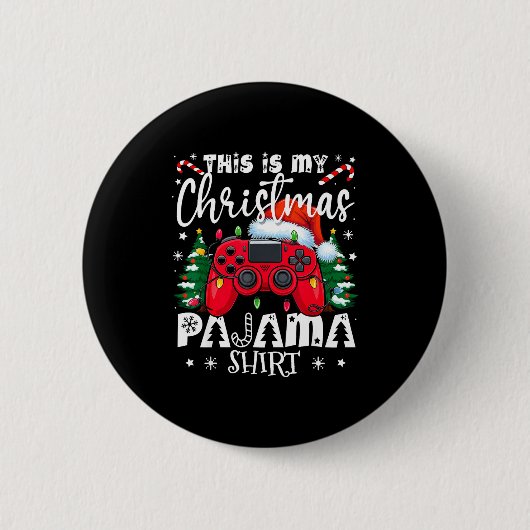 This Is My Christmas Pajama Video Game Gamer Boys Button (Vorderseite)