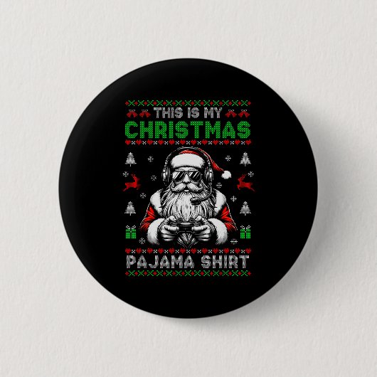 This Is My Christmas Pajama Video Game Gamer Boys Button (Vorderseite)