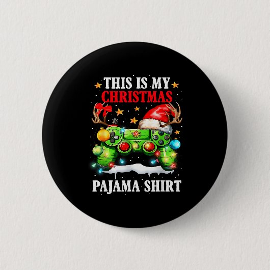 This Is My Christmas Pajama Video Game Gamer Boys Button (Vorderseite)