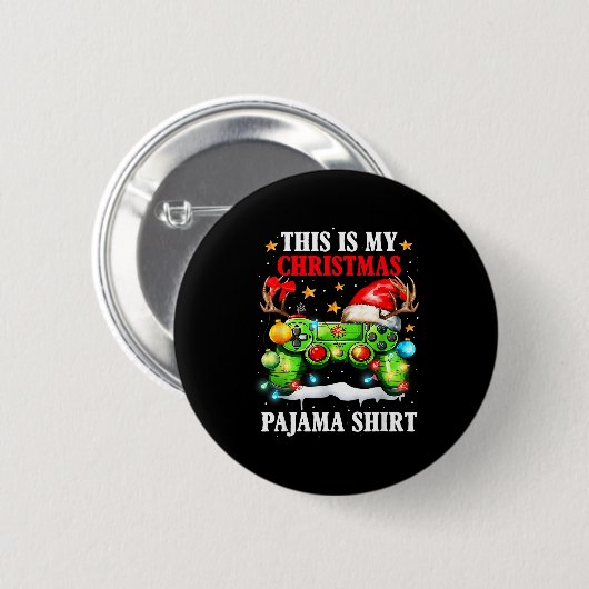 This Is My Christmas Pajama Video Game Gamer Boys Button (Vorne & Hinten)