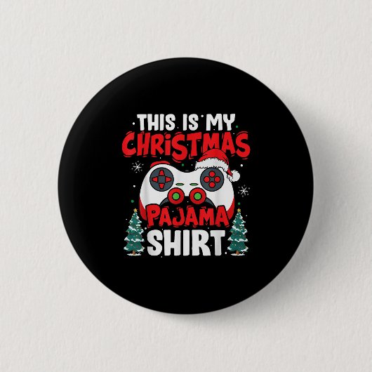 This Is My Christmas Pajama Video Game Gamer Boys  Button (Vorderseite)