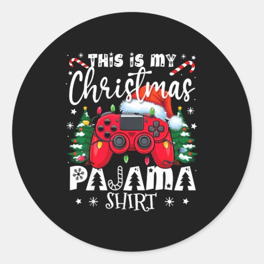 This Is My Christmas Pajama Video Game Gamer Boys Runder Aufkleber (Vorderseite)