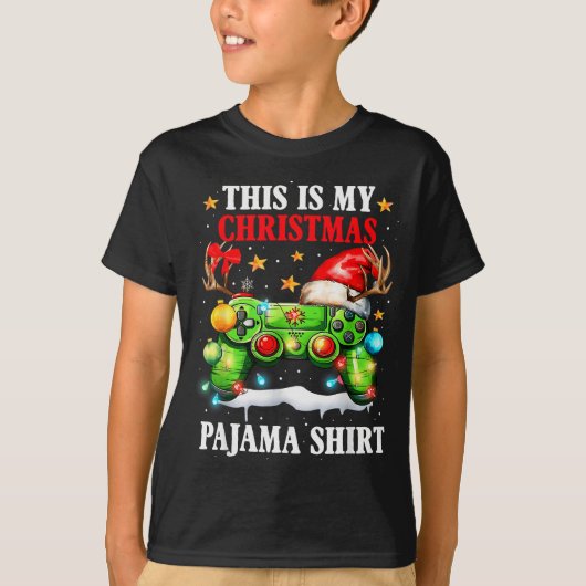 This Is My Christmas Pajama Video Game Gamer Boys T-Shirt (Vorderseite)