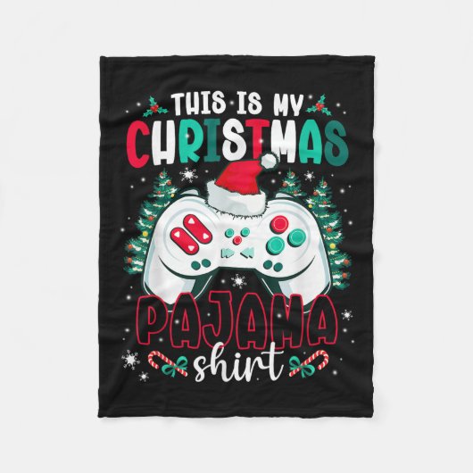 This Is My Christmas Pajama Video Gamer Xmas Tree Fleecedecke (Vorderseite)