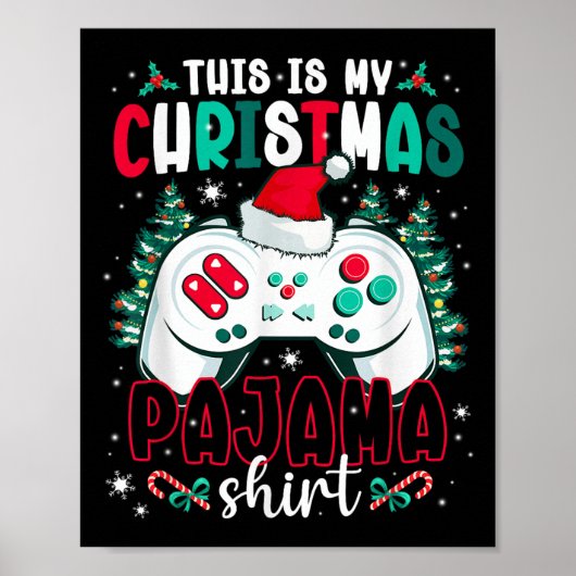 This Is My Christmas Pajama Video Gamer Xmas Tree Poster (Vorne)