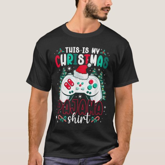 This Is My Christmas Pajama Video Gamer Xmas Tree T-Shirt (Vorderseite)