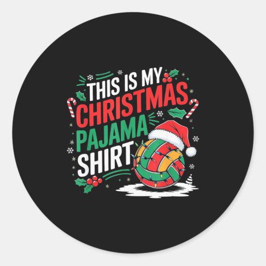 This Is My Christmas Pajama Volleyball Srt Xmas  Runder Aufkleber (Vorderseite)