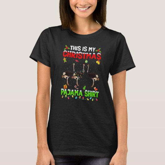 This Is My Christmas Pajama Xmas Ostrich Squad T-Shirt (Vorderseite)