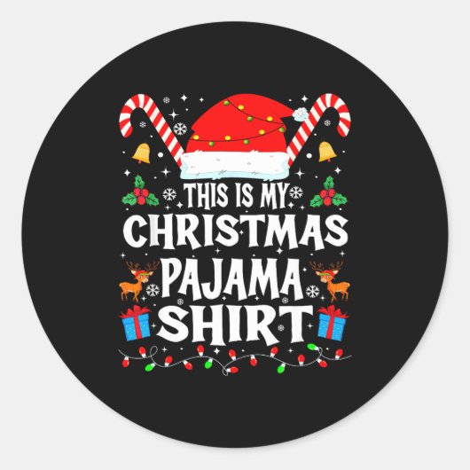 This Is My Christmas Pajama Xmas Pjs Men Women Fun Runder Aufkleber (Vorderseite)