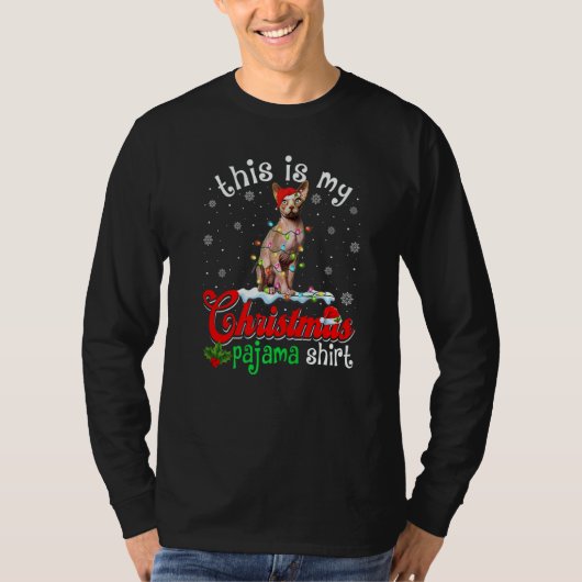 This Is My Christmas Pajama Xmas Sphynx Cat Tree T-Shirt (Vorderseite)