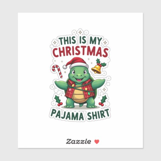 This Is My Christmas Turtle Pajama Shirt Buffalo P Aufkleber (Blatt)