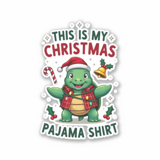 This Is My Christmas Turtle Pajama Shirt Buffalo P Aufkleber (Vorderseite)