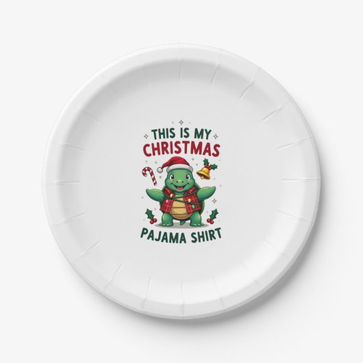 This Is My Christmas Turtle Pajama Shirt Buffalo P Pappteller (Vorderseite)