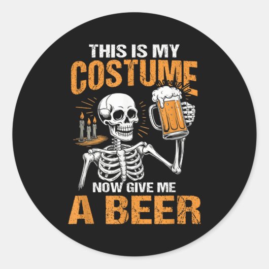 This Is My Costume Now Give Me A Beer Halloween Sk Runder Aufkleber (Vorderseite)