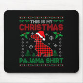 This Is My Dachshund Dog Red Plaid Christmas Ugly  Mousepad (Vorne)