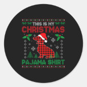 This Is My Dachshund Dog Red Plaid Christmas Ugly Runder Aufkleber (Vorderseite)