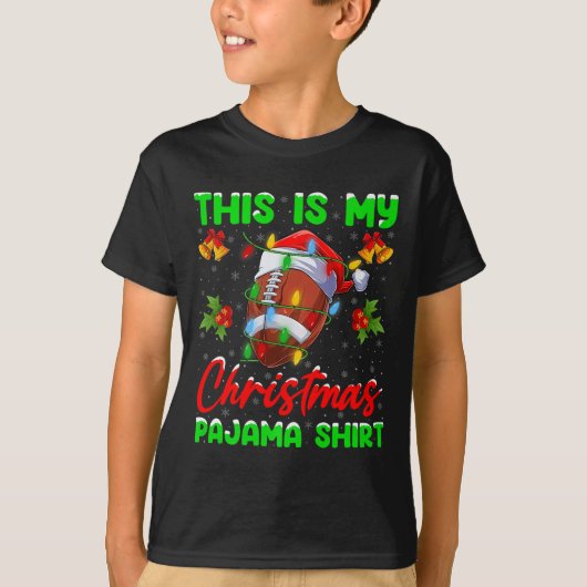This Is My Football Christmas Pajamas Funny Footba T-Shirt (Vorderseite)