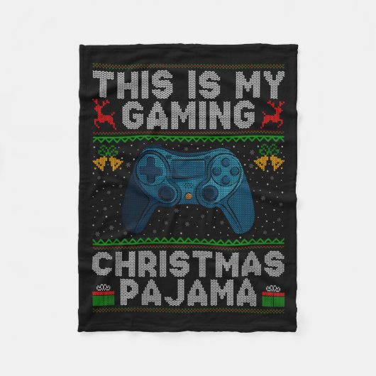 This Is My Gaming Christmas Pajamas Ugly Xmas Swea Fleecedecke (Vorderseite)