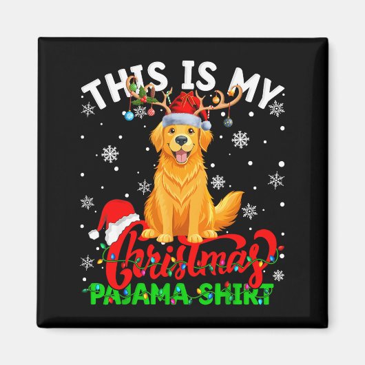 This Is My Golden Retriever Ugly Christmas Pajama Magnet (Vorne)