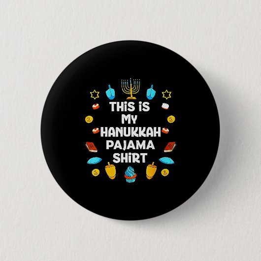 This Is My Hanukkah Pajama Shirt Chanukah Jewish M Button (Vorderseite)