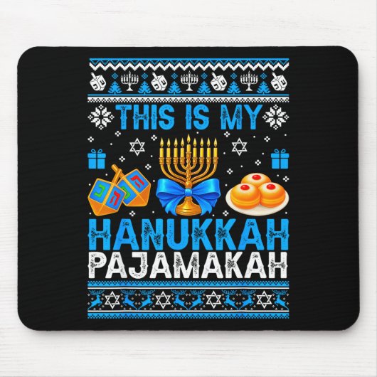 This Is My Hanukkah Pajamakah Ugly Chanukah Jewish Mousepad (Vorne)